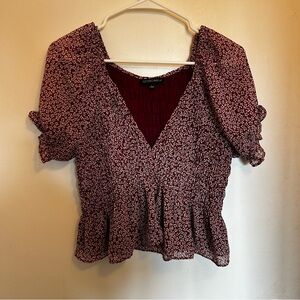 Cotton Candy Floral Cropped Peplum Blouse